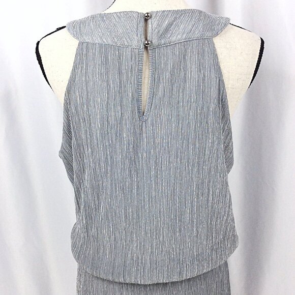 WHBM White House Black Market Dress Women Size Medium Silver Metallic Sleeveless - Picture 8 of 10